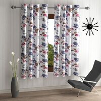  Home Sizzler 2 Piece Windflower Eyelet Polyester Window Curtains - 5 Feet, Grey 