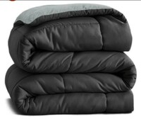  BSB HOME Microfibre All Season/AC/Summer Solid Reversible Single Bed Comforter Blanket | Blanket | Dohar | Duvets - (220 GSM, Black and Light Grey) 