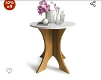  Rellon Industries End Table Night Stand Multi Purpose Fold-able Side Table Plant Stand Stool Living Room Coffee Table Furniture Table Round Shape (White) 