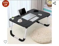  Rellon Industries Laptop Table Multi Purpose Laptop Desk for Study and Reading with Foldable Non-Slip Legs Reading Table Tray, Laptop Table, Laptop Stands, Laptop Desk (Black) 