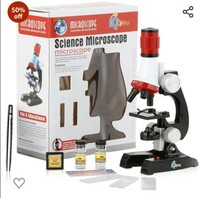 AmScope-ETXWJ04 IQCREW 100X-1200X LED Kids Beginner Microscope Toy Set + Slides Preparation Kit 