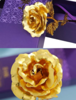  Quace Gold Toned Rose Artificial Flower Gift Set