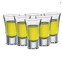 (Lowest Price) (Set of (6)) RR MALL Crystal Clear Heavy Base Fancy Design Curved Tequila Shot Glass Set,40 ml- Set of (6) Glass Set Whisky Glass  (40 ml, Glass, Clear)