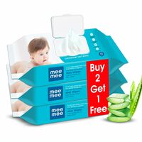 Mee Mee Caring Baby Wet Wipes with lid, 72 Pcs (Aloe Vera, Pack of 3)