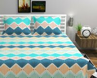 VAS COLLECTIONS 220 TC 100% Cotton Kingston Collection Super King Size Bedsheets with 2 King Size Pillow Covers| Luxury Soft Sheets (3pcs Set) |108x108 inches,Multicoloured