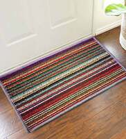 Multicolor Nylon Geometric 23X15 Inch Stain Resistant Door Mat By Status