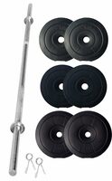 FitBox Sports Home Gym - W/A Barbell Rod & Weigth Plates 20kg (2kg x 2 + 3kg x 2 + 5kg x 2), Black (9506)