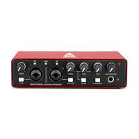 Audio Array AI-04 2x2 Audio Interface | Premium Mic Pre-Amps | 48V Phantom Power Support | 24-bit/192kHz High Fidelity Recording | XLR/MIC/LINE inputs | Plug and Play-No Drivers | Metal Body | Red