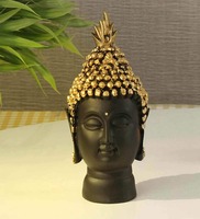 Golden Black Polyresin 5.4 Inches Buddha Head Idol By Tied Ribbons