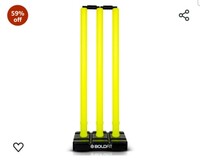  Boldfit Cricket Stumps with Stand Cricket Kit Plastic Wickets for Cricket Standard Wickets for Cricket Ground, Match, Tournament Stump with Stand & Bails- Fluorescent Green -Plastic Wickets Set 