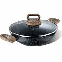 BERGNER Ultimate Forged NonStick 24 cm Kadai with Glass Lid, 2 L Capacity, Sauté/Curries/Deep Fry/Stir Fry/Searing/Reheat, Wood Finish Handle, Granite Finish, Induction & Gas Ready, 2-Year Warranty