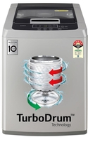 LG 8 Kg 5 Star Inverter TurboDrum Fully Automatic Top Loading Washing Machine (T80SKSF1Z, Waterfall Circulation, Digital Display, Middle Free Silver)