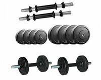 Protoner PVC DM 4-40 Kg Dumbbells Set and Fitness Kit for Men and Women Whole Body Workout (20 kg (2 kg x 4, 3 kg x 4), Black & Red)