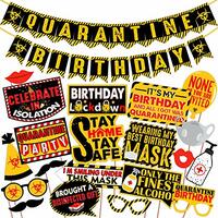 Wobbox Quarantine Birthday Photo Booth Party Props and Banner Pack