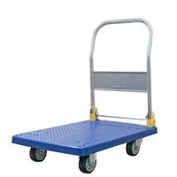EQUAL 300kg Capacity PVC Foldable Platform Trolley for Heavy Weight/Material Handling Goods Trolley for Home, Office, Warehouse & Industries - 60cm x 90cm (5" Wheel/Blue)