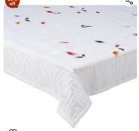  Amazon Brand - Solimo Rectangular Cotton Centre Table Cover, (Leaf, White)(pack of 1) 