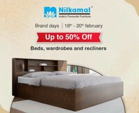 Nilkamal Brand days Up to 50% Off on Beds, wardrobes and recliners (18th - 20th Ffebruary)