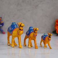 eCraftIndia Set of 3 Decorative Camel Showpiece Animal Figurines- Multicolor