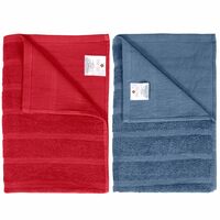 Divine Casa 100% Cotton 250 GSM Quick Dry Bath Towel Highly Absorbent, Super Soft, Lightweight Towel (Size: 70 x 140 cm | Red and Grey) Pack of 2