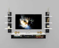 Odestar Victor Riano Engineered Wood Wall Mounted TV Unit, with TV Stand Unit Wall Shelf for Living/Badroom Room (Black & White) For-32 INCH… (Black White)