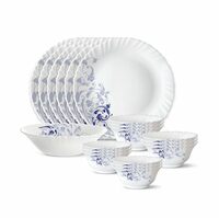 Larah by Borosil Blue Eve Silk Series Opalware Dinner Set | 19