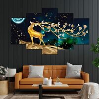 Perpetual Paintings for Wall Decoration - Set Of Five, 3d Scenery Vastu Painting for Living Room Large Size with Frames for Home Decoration, Hotel, Office (75 CM X 43 CM) D6M [Apply ₹65 Off Coupon]