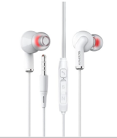 (Lowest Price) Kratos Champ Powerful BASS, Wired Ear Phones with Mic, One Button Multi Function Remote, HD Dynamic Sound Compatible with All Devices|Stereo Sound Buds - White