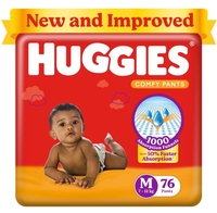 Huggies Complete Comfort Dry Pant Baby Diaper - M  (76 Pieces)