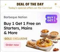 (Zomato Gold Exclusive) Buy 1 Get 1 on Barbeque Nation + Additional Payment Offers