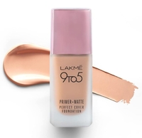 Lakme 9 To 5 Primer + Matte Perfect Cover Liquid Foundation, Full Coverage, Has A Built-In Primer For Poreless, Long Lasting MakeUp, Cool Ivory, 25ml