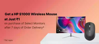 Get HP S1000 Wireless Mouse at Just ₹1 on Purchase of select Monitors [After 7 Days of order Delivery]