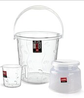 [150 coupon] Cello Petal Bathroom Set | Sturdy and Durable | Lightweight and Rigid | Easy to Clean and Attractive Design | Small Set of 3,Transparent