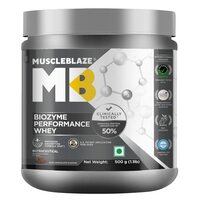  MuscleBlaze Biozyme Performance Whey Protein | Clinically Tested 50% Higher Protein Absorption | Informed Choice UK, Labdoor USA Certified & US Patent Filed EAF® (Rich Chocolate, 500 g / 1.1 lb)