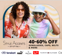 Style Accents Sale 40-60% off on Sunglasses, Caps, Belts and more | 23rd - 27th Feb 