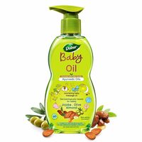 Dabur Baby Oil: Non - Sticky Baby Massage Oil with No Harmful Chemicals |Contains Jojoba , Olives & Almonds | Hypoallergenic & Dermatologically Tested with No Paraben & Phthalates - 500 ml