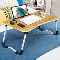  Sattva Portable Folding Laptop Table | Bed Table for Adults-Writing Desk with Cup Holder - Clutch Wood