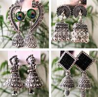 Combo of 4 Pair Latest Oxidised Silver Jhumki Earrings