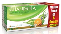 Chandrika Glycerine Ayurveda Gel Bar| Glycerine Bath Soap with Jojoba Oil for Moisturized Skin| For All Skin Types| 125g (Pack of 6)