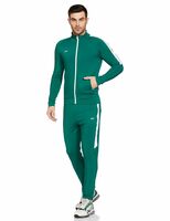 Nivia EURO-7 Knitted Solid Polyester zipper Tracksuits for Men/Running & Sports Tracksuits/Full Sleeve Tracksuits-Green,White(XXL)