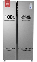Haier 596L Frost Free Inverter Side by Side Refrigerator (HES-690SS-P, Shiny Steel, Convertible, Gross volume-596L) 