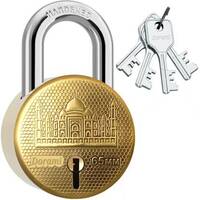 Dorami Taj Round 65mm Lock | Hardened | Dual Locking | 8 Levers (Pack of 1) Padlock (Gold)