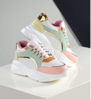 The Lifestyle Co. Women White & Pink Colourblocked Lightweight Comfort Sneakers