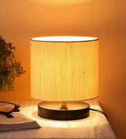 Victoria Off White Cotton Shade Night Lamp With Iron Base,