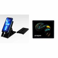 STRIFF Smartphone Stand(Black) Mpad Mouse Mat 230X190X3mm Gaming Mouse Pad, Non-Slip Rubber Base, Waterproof Surface, Premium-Textured, Compatible with Laser and Optical Mice(Universe Black)