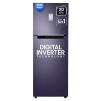 SAMSUNG 236 Litres 2 Star Frost Free Double Door Refrigerator with Toughened Glass Shelves (RT28C3452UT/HL, Pebble Blue)