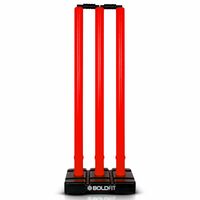 Boldfit Cricket Stumps with Stand Cricket Kit Plastic Wickets for Cricket Standard Wickets for Cricket Ground, Match, Tournament Stump with Stand & Bails