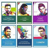 Apply 50 coupon - VantageKart Football Players Inspirational Motivational Self Adhesive Wall Posters For Home & Office Decor (Paper, 18x12-inch, Multi) - Set of 6
