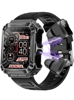 WatchOut WearPods Teens Smartwatch with Wireless Earbuds, GPS Fitness Tracker, Music Storage, Heart Rate, Always-on HD display, Best Headphones & Smart watch in one gift for teenagers (Black Commando) 