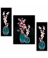 SAF Set of 3 Flower UV Tectured Multi Effect 6 MM MDF Framed Decorated Gift Item 12 Inch x 18 Inch Paintings SANFJM32429 