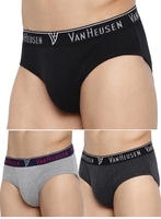 Van Heusen Men Briefs - 100% Combed Cotton - Pack of 3 - Anti Bacterial, Colour Fresh, Moisture Wicking